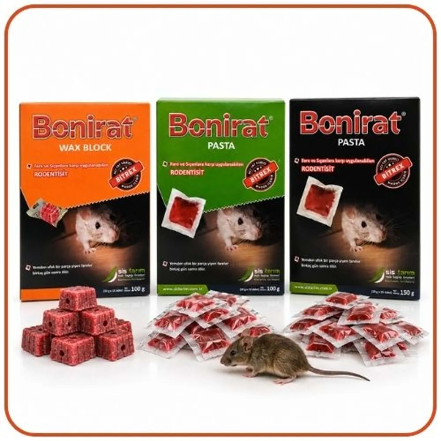 Bonirat Pasta Fare Zehiri Paket | 100 Gr | Bonirat Wax Blok Fare Zehiri Kutu | 100 Gr