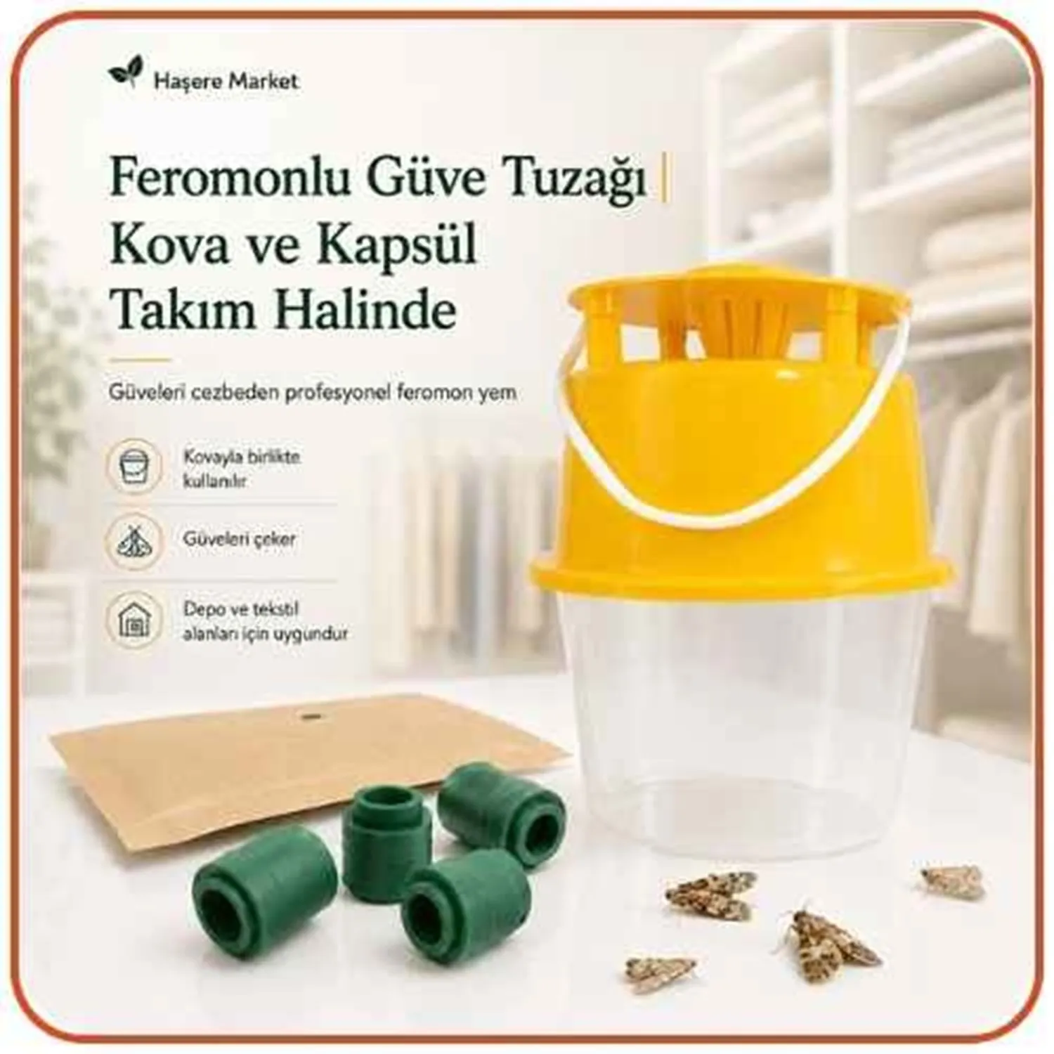 Feremonlu Güve Tuzağı | Kova ve Kapsül Takım Halinde