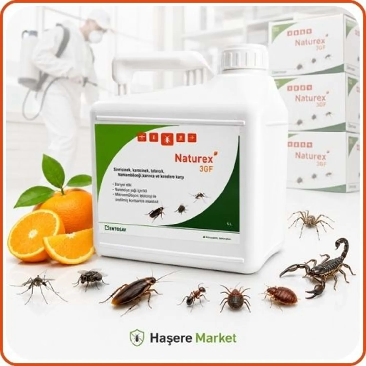 Naturex 3 GF Portakal Kokulu Haşere İlacı | 5 Litre